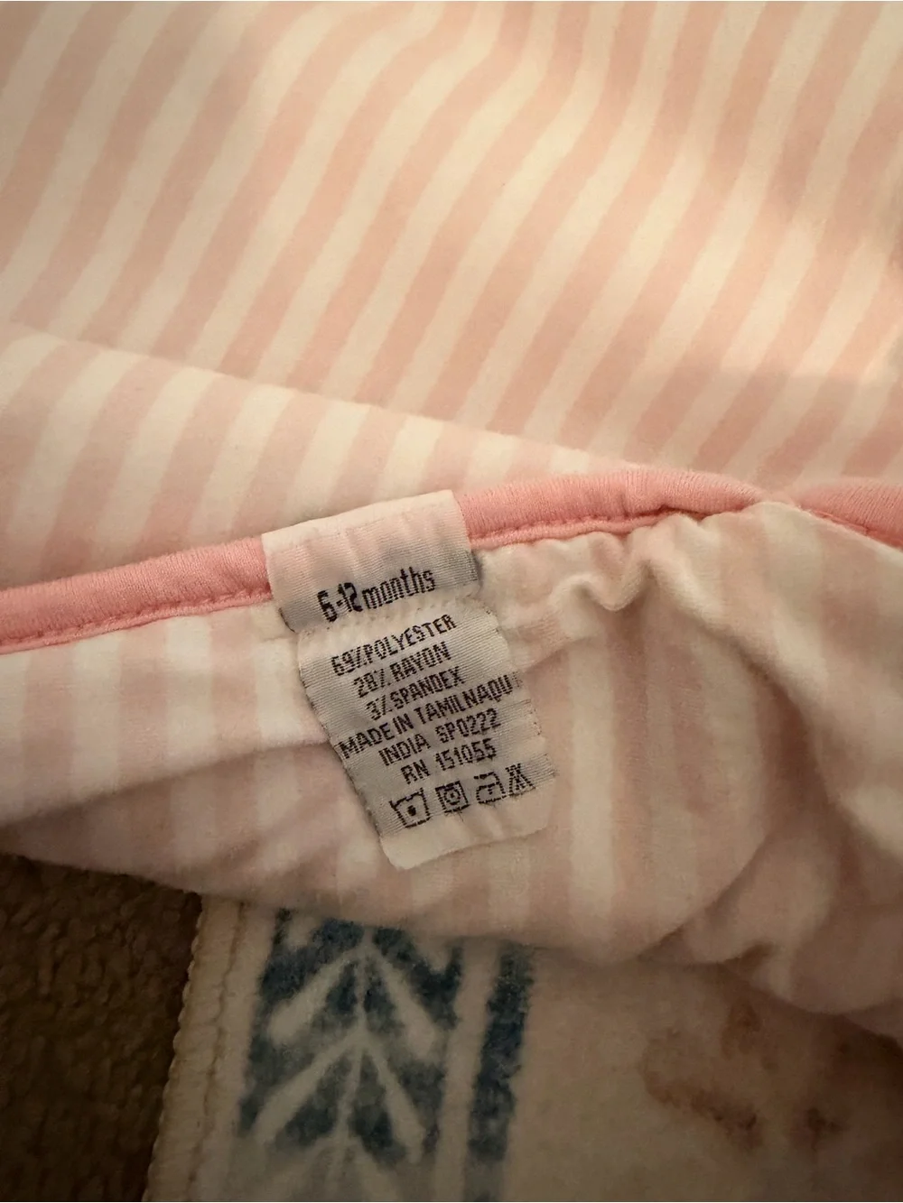 Copper pearl pink and white striped sleep bag, Medium